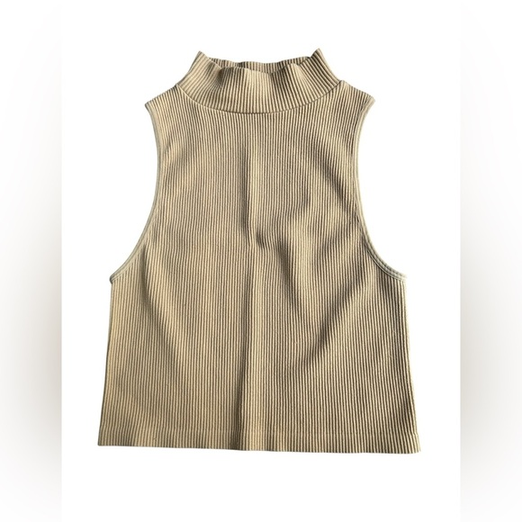 Zara Tops - Zara women’s Tan Ribbed Sleeveless Mockneck Top size medium-large Autumn layers